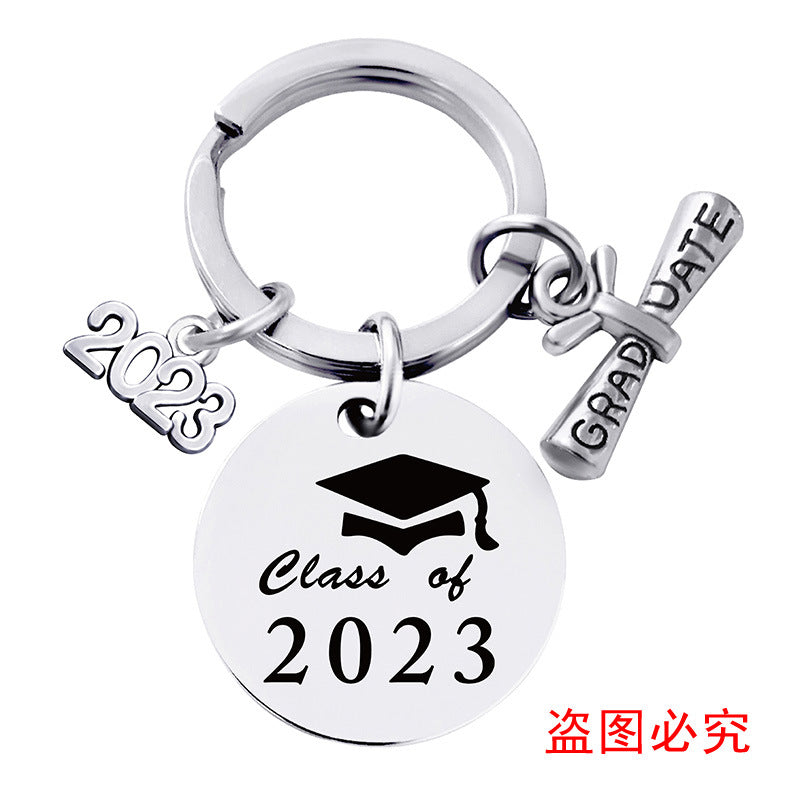 Wholesale Graduation Season Gift Lettering Round Metal Keychain